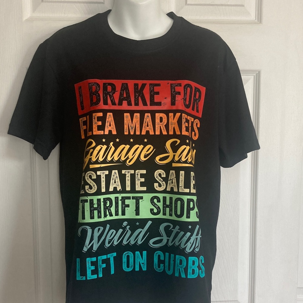 Women’s Black Graphic T-Shirt Multicolor Vintage Market Slogan S New Without Tag